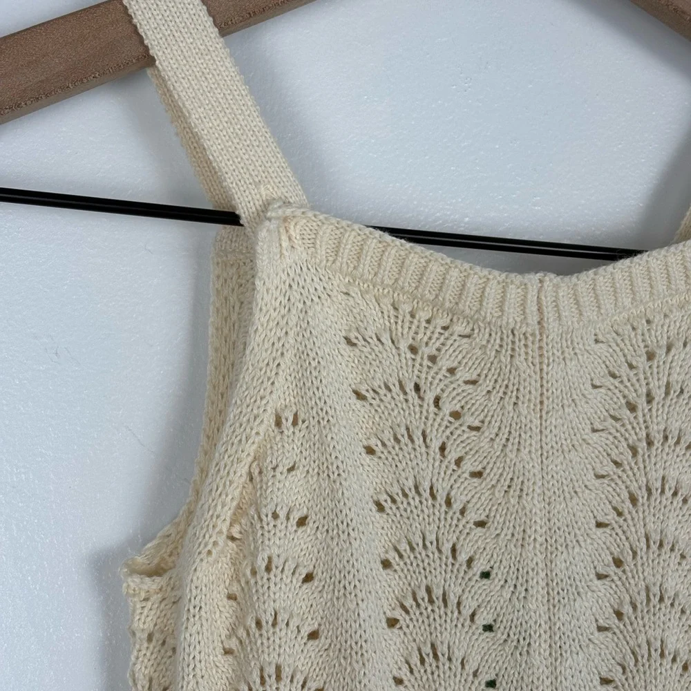 Baby GAP Crochet Sweater Knit Vanilla Cream Boho Indie Vintage-inspired Romper - Picture 3 of 13